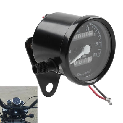 Motorcycle Universal Odometer Speedometer Tachometer Gauge Black 12V