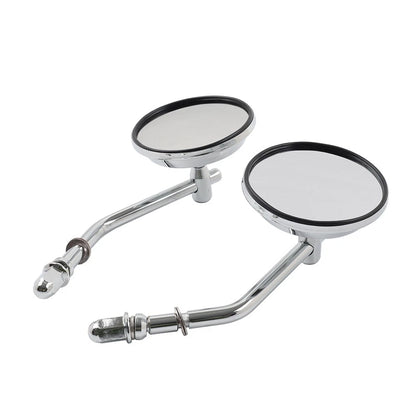 Motor Round Retro Rearview Side Mirrors Chrome For Harley Davidson 8mm Silver