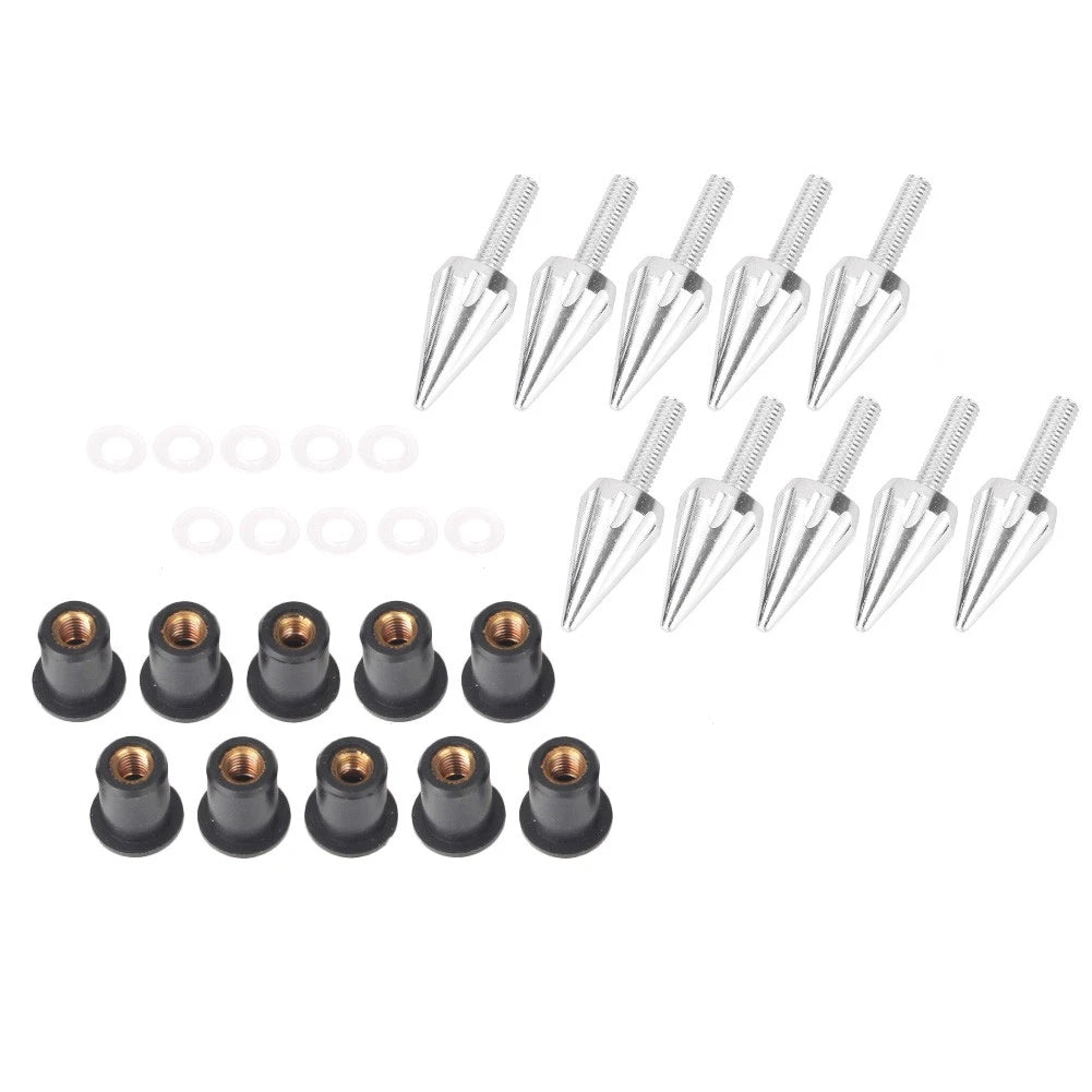 For Aprilia Yamaha BMW Ducati Vespa Alu 10x Spike Windshield Bolt Screw Silver