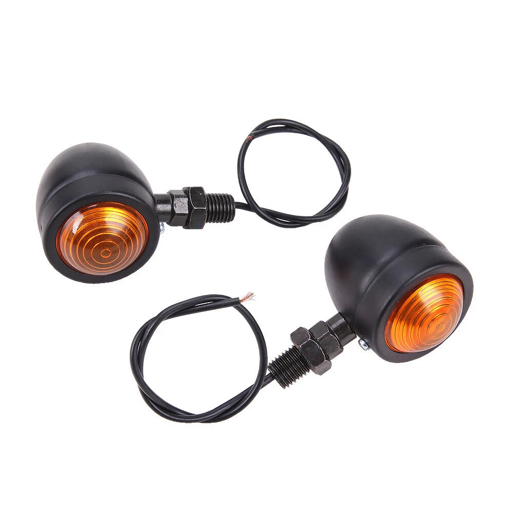 4x Vintage Motorcycle Bullet Brake Blinker Turn Signals Lights Amber For Harley