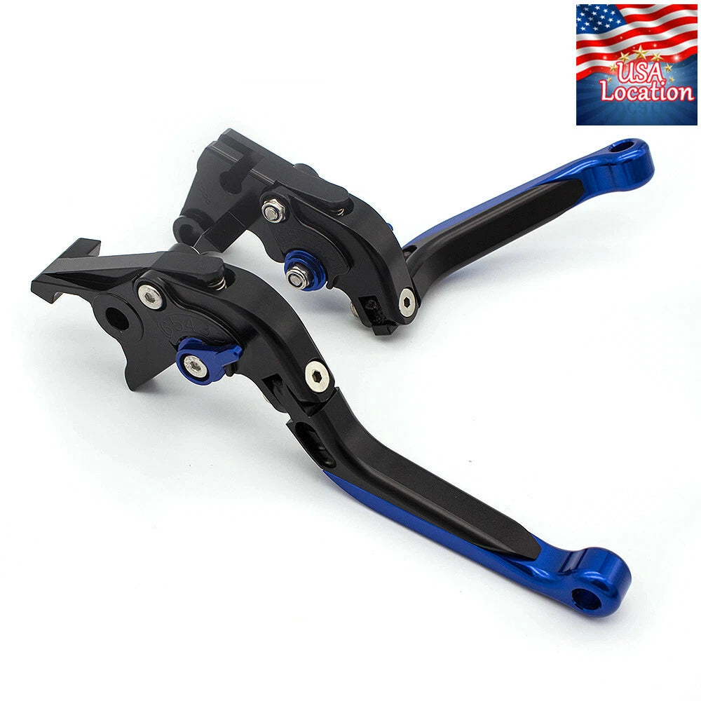 For Yamaha RAPTOR 250 2008-2013 Fold Extend Brake Clutch Levers Grip Handle Blue