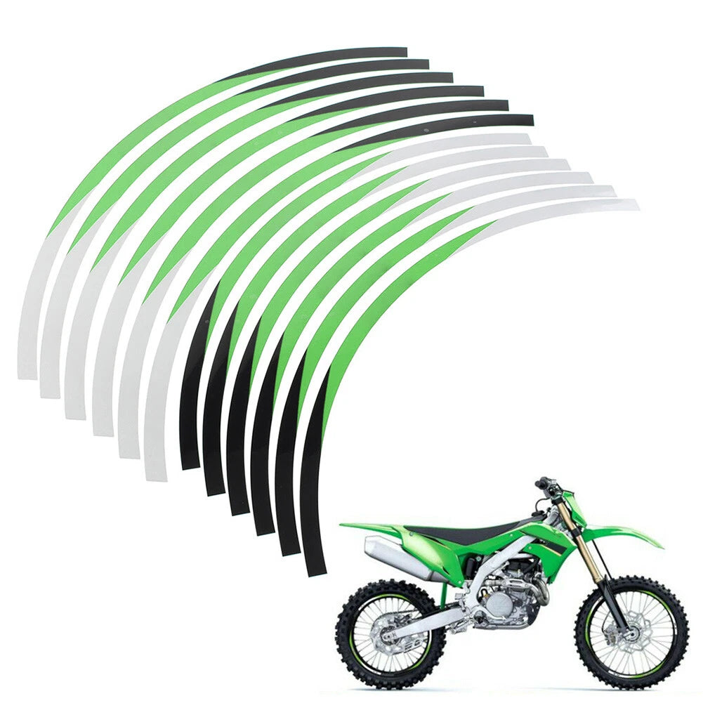 21" 19" RIM STRIPES WHEEL STICKERS DECALS FOR Kawasaki KX 250F 2004-2021 Green