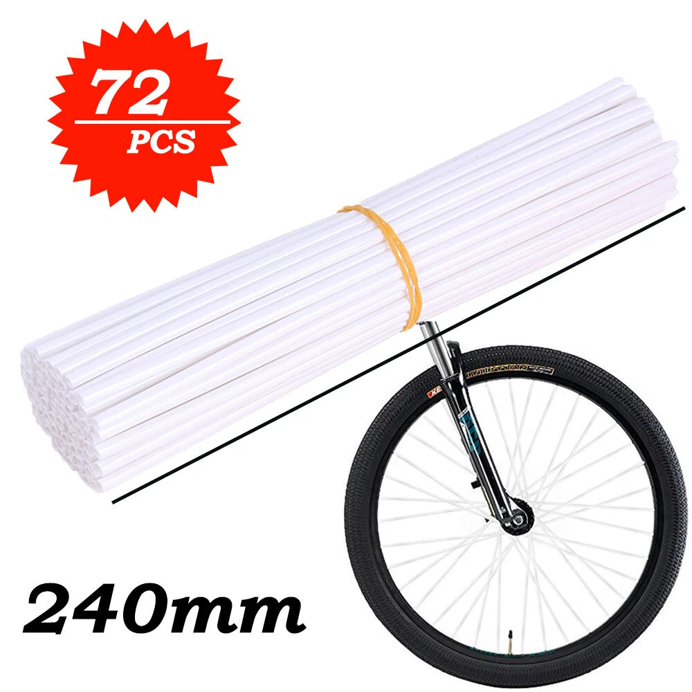 72pcs 240mm Spoke Skins Cover Motocross Dirt Bike Wheel Rim Guard Protector Wrap