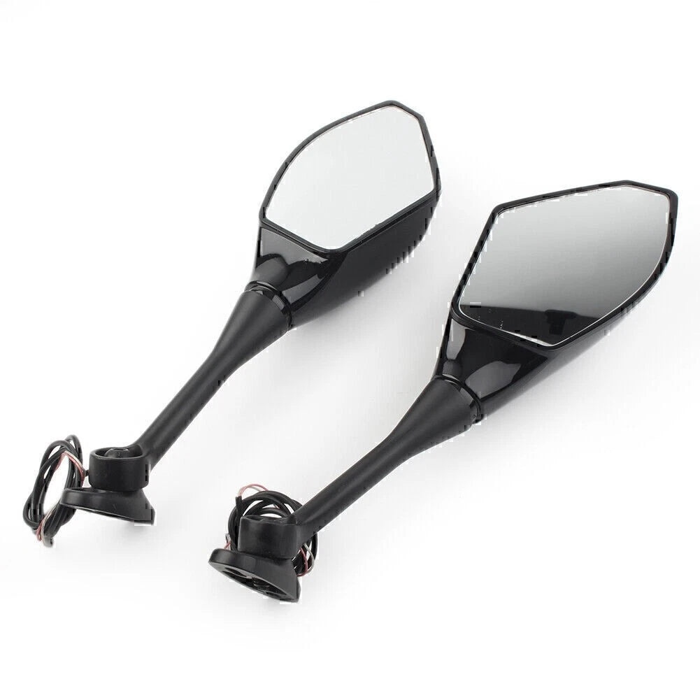 Pair Amber LED Turn Signal Rearview Side Mirror For Honda CBR600RR CBR1000RR