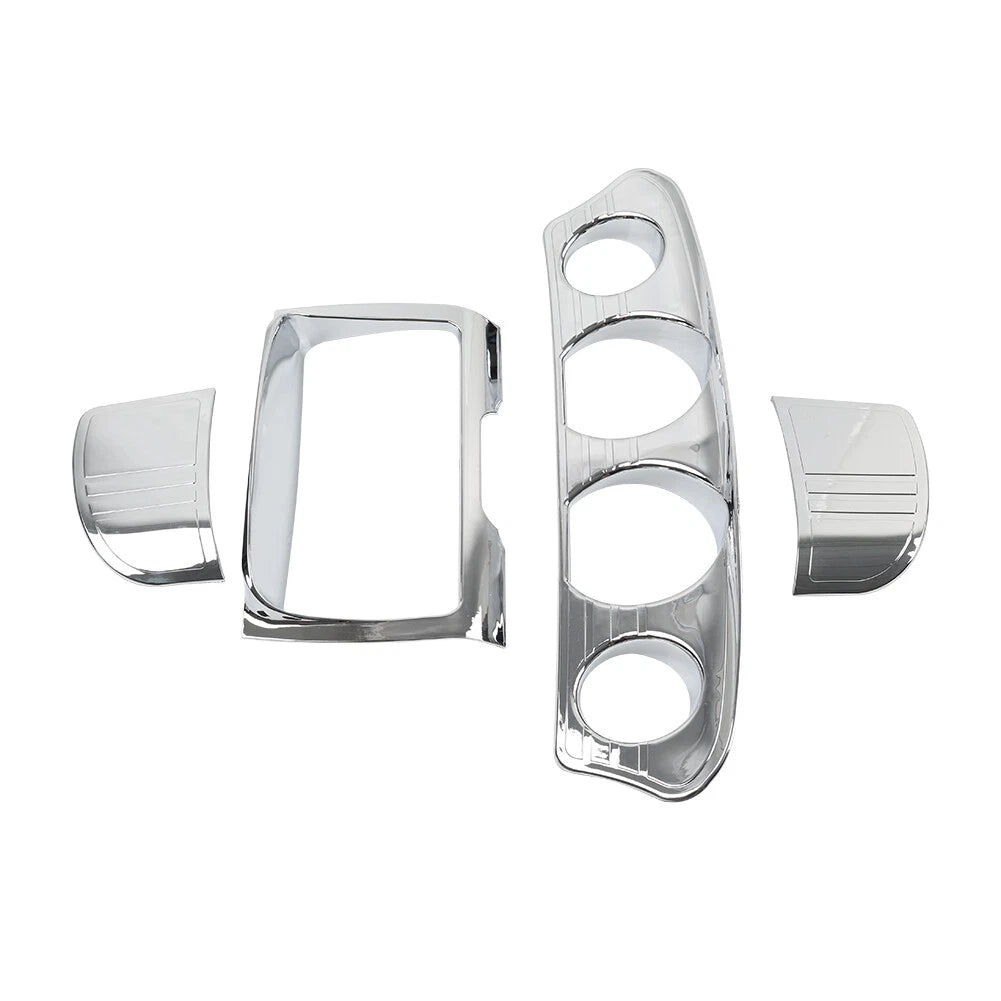 Tri Line Gauge Stereo Accent Trim Cover For Harley Touring Electra Street Glide