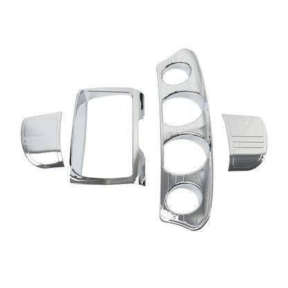 Tri Line Gauge Stereo Accent Trim Cover For Harley Touring Electra Street Glide