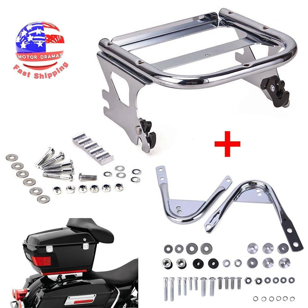 Detachable 2 up Tour Pack Mount Bracket Rack & Docking Hardware For Harley 97-08