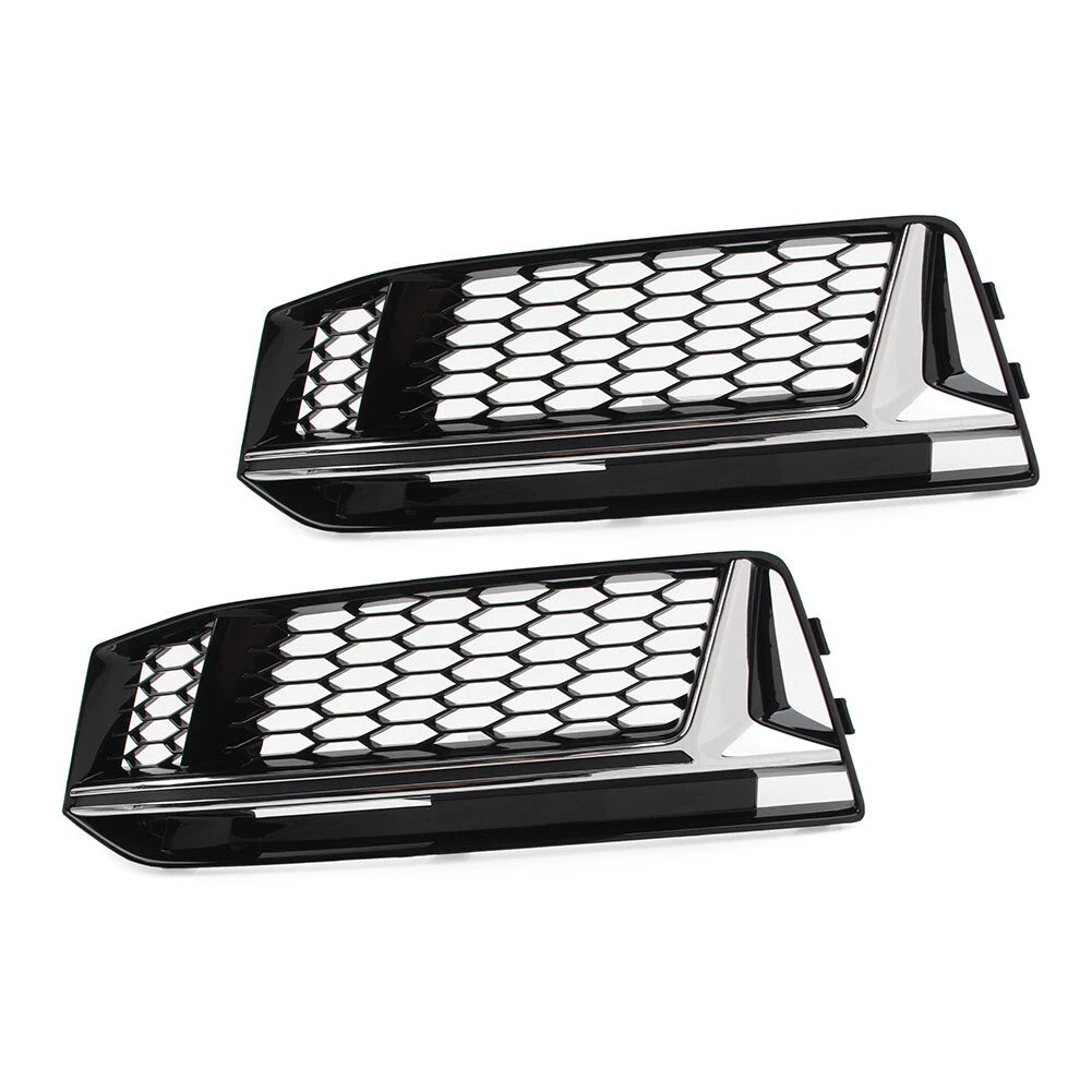Front Bumper Fog Light Grille Cover Honeycomb For Audi A4 B9 S4 2016-2018