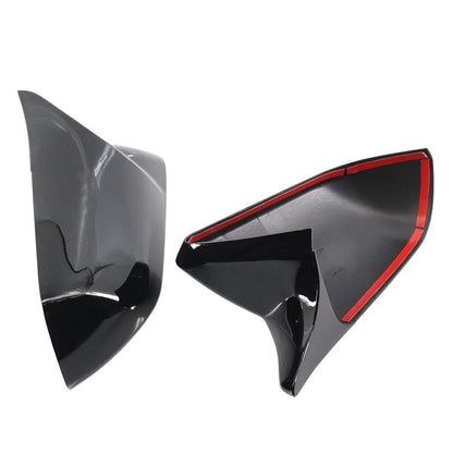 Rearview Side Mirror Cover Caps Glossy Black For Ford Mustang 2015-2023