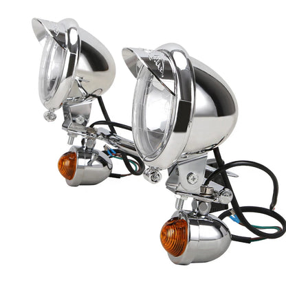 Motorcycle Passing Driving Fog Spot Light Bar w/ Turn Signals Bracket For Harley