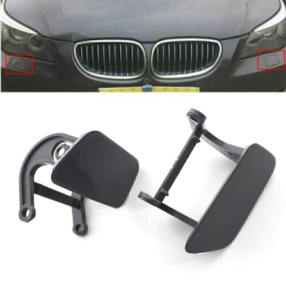 Bumper Headlight Headlamp Washer Cap Cover For BMW E60 5 Series 2004-2010 Pair