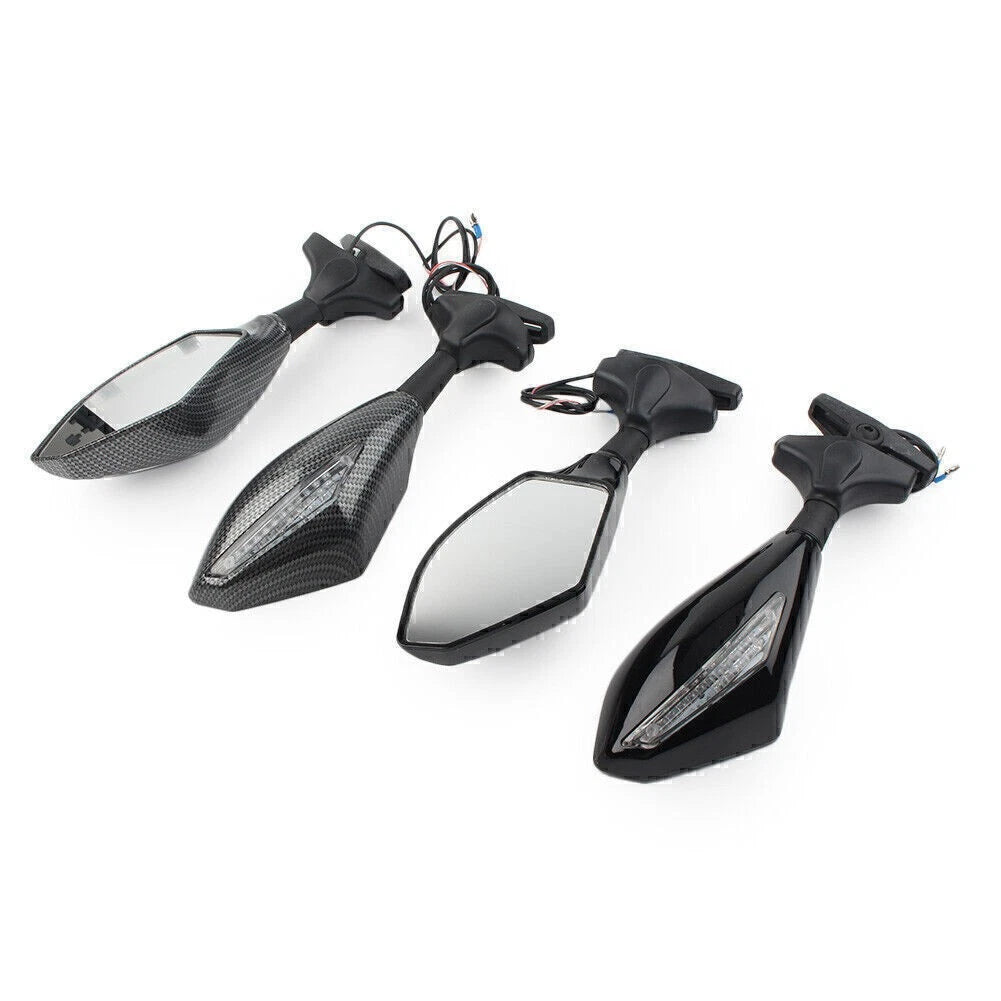 Rearview Mirrors W/ LED Turn Signal Indicator For Ducati Honda Kawasaki Yamaha
