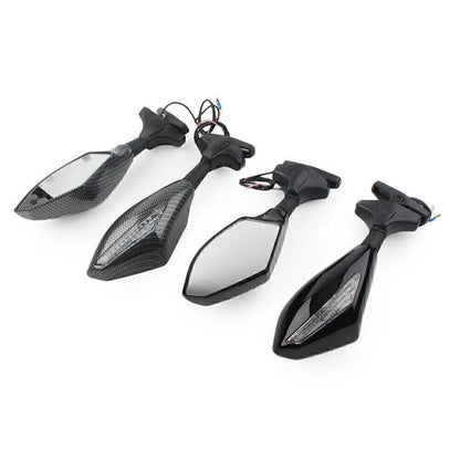 Rearview Mirrors W/ LED Turn Signal Indicator For Ducati Honda Kawasaki Yamaha