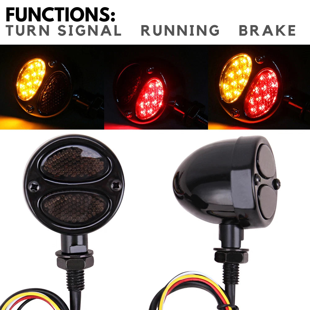 Bullet Motorcycle LED Turn Signal Indicator Brake Tail Running Light Blinker