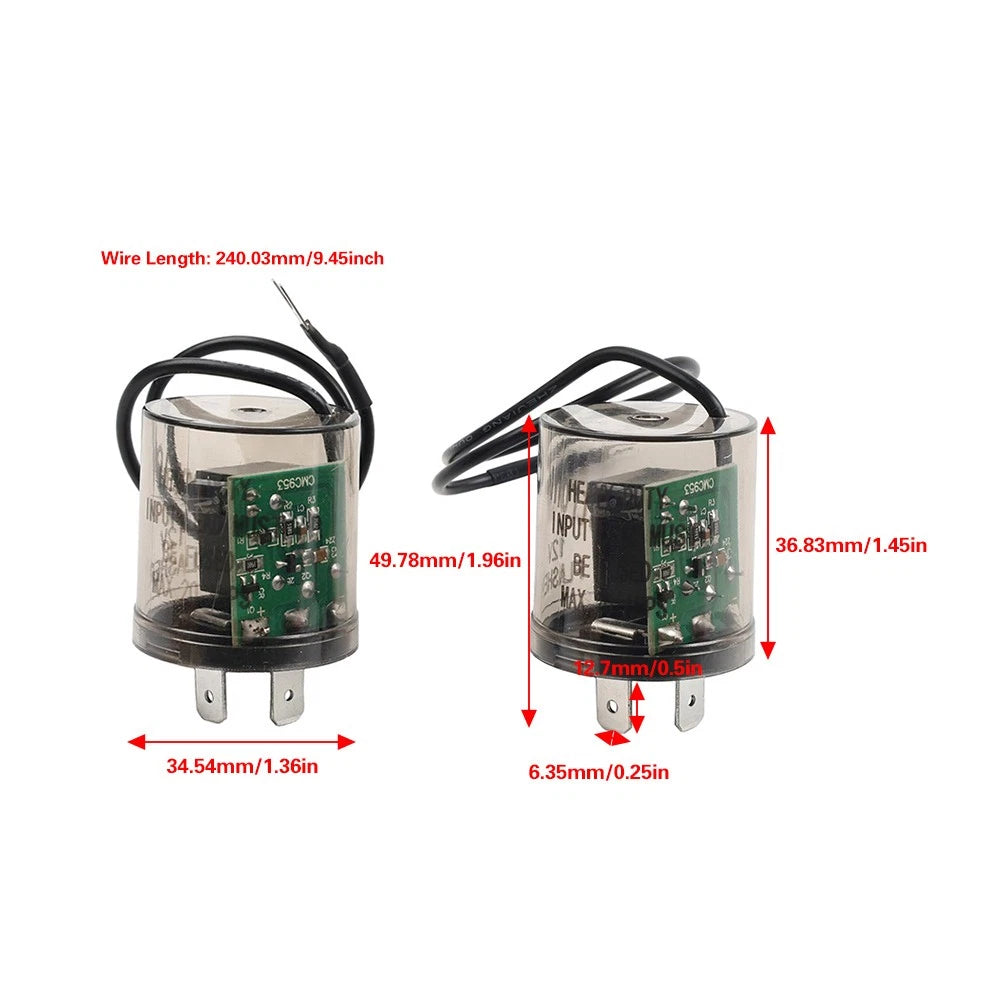 12V 2Pin LED Flasher Relay Heavy Duty Turn Signal with Ground Wire EF32 20Amps