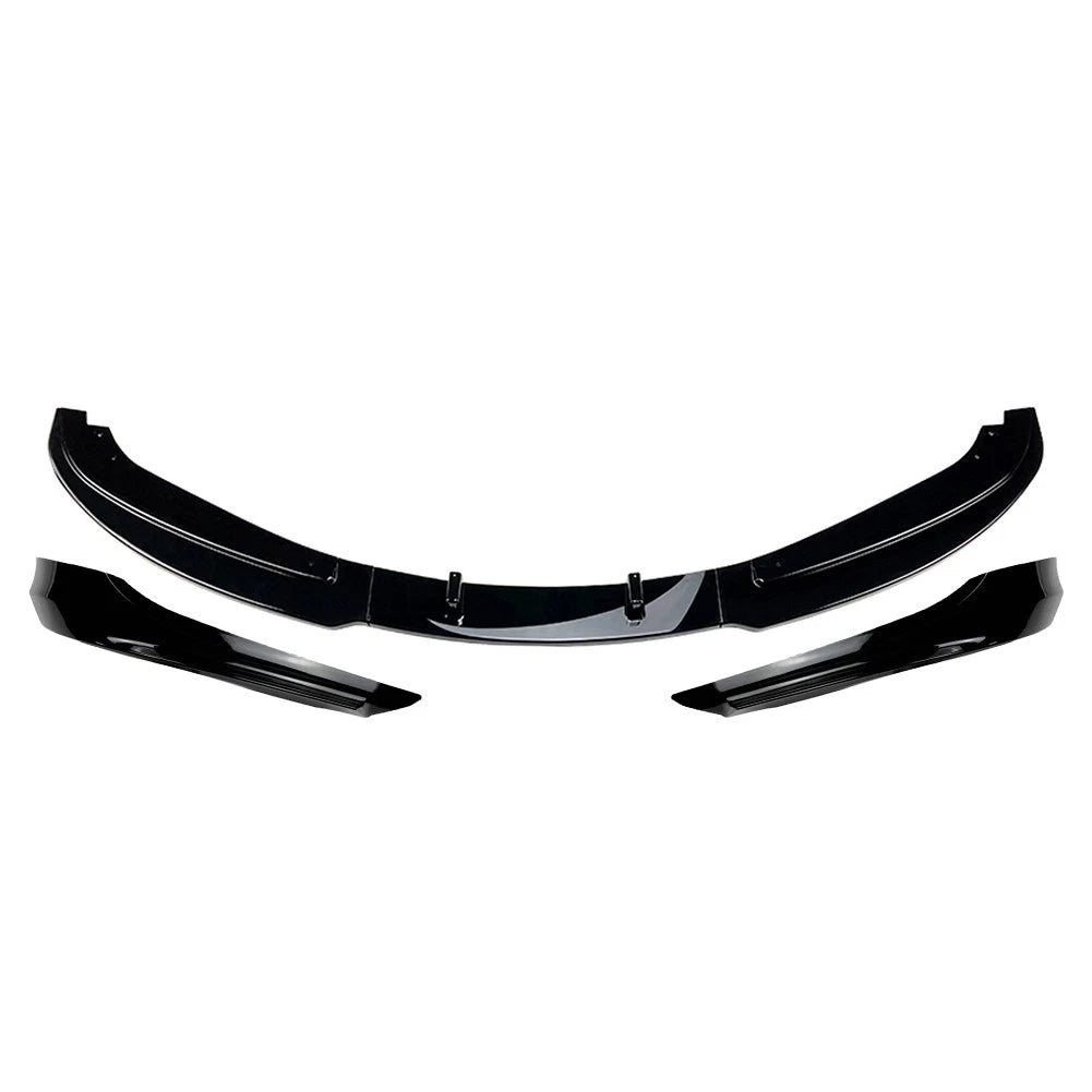 Front Bumper Spoiler Lip+Side Trim For BMW 3Series E90 4-Door Sedan Bright Black