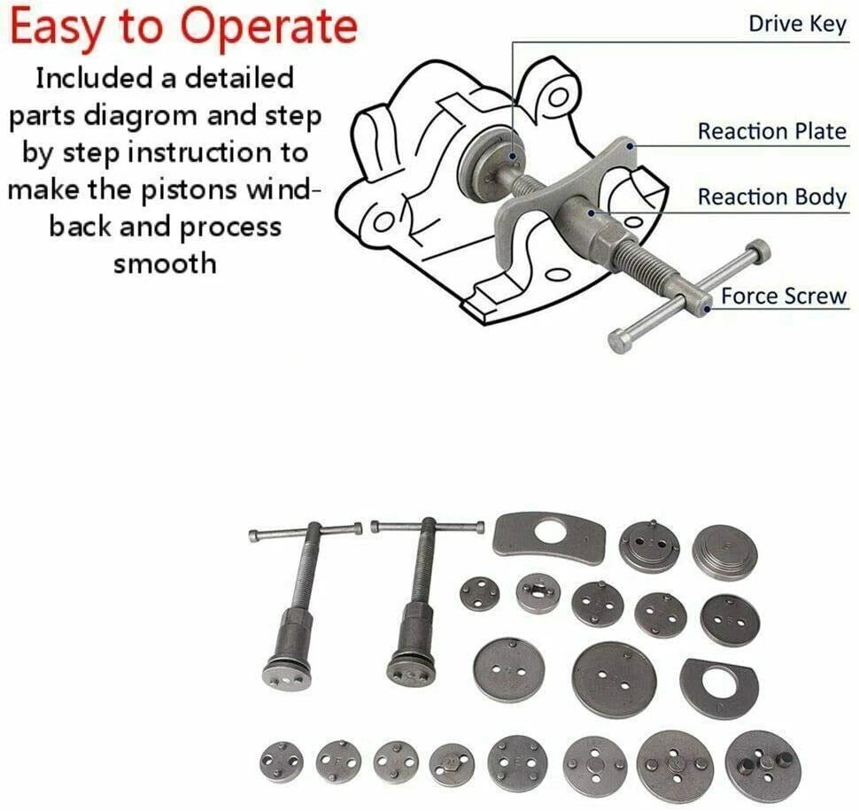 21pcs Disc Brake Caliper Wind Back Tool Brake Pad Piston Compressor Rewind