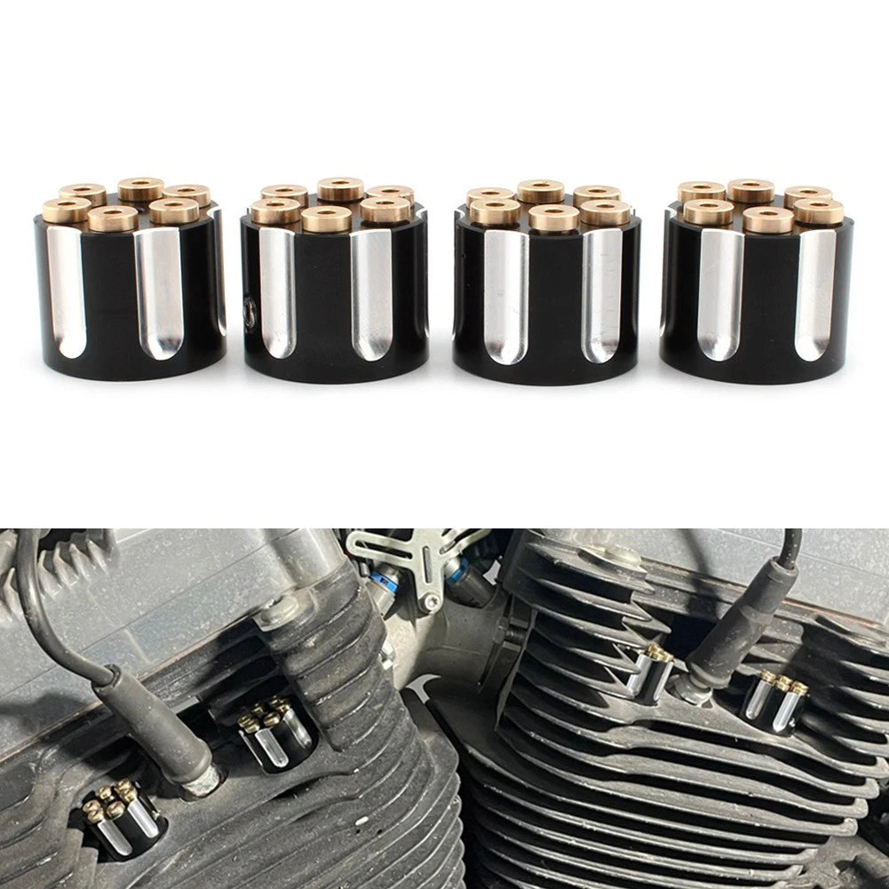 4X Spark Plug Screw Nut Head Bolt Cap Engine Topper Cover For Harley Twin Cam US