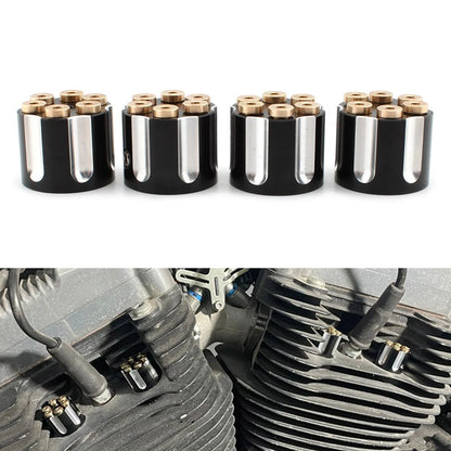 4X Spark Plug Screw Nut Head Bolt Cap Engine Topper Cover For Harley Twin Cam US