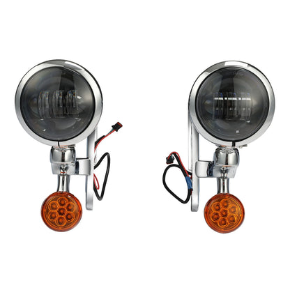 4.5" Auxiliary LED Fog Light Bracket Turn Signal Fit For Harley Touring 2014-Up