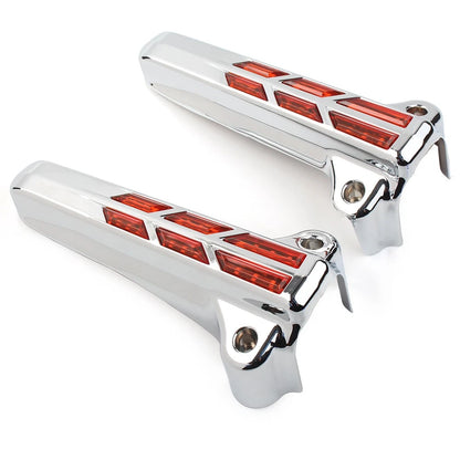 Front Lower Fork Leg Covers LED Light for Harley FLHR FLHTK FLHX Chrome-Orange