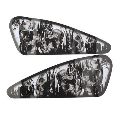 Fuel Gas Tank Decals Skull Stickers For Harley XL883 1200 Motor Pair Black USA