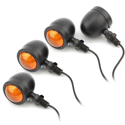 4x Vintage Motorcycle Bullet Brake Blinker Turn Signals Lights Amber For Harley