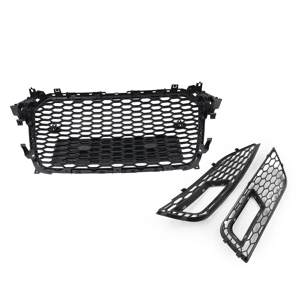 Front Hood Grille Fog Light Covers Honeycomb Style For Audi A4 2013-2016