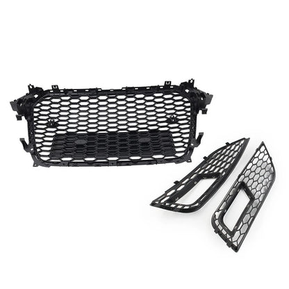 Front Hood Grille Fog Light Covers Honeycomb Style For Audi A4 2013-2016