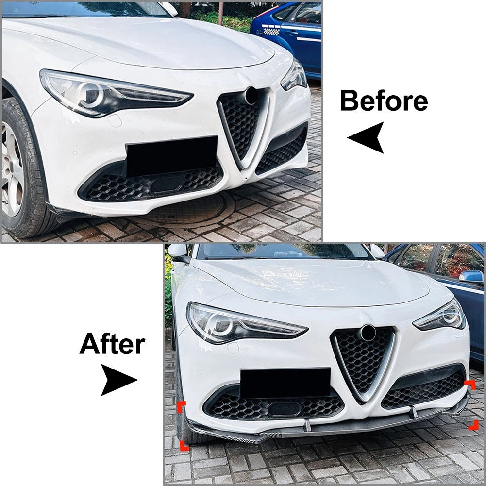 Carbon Look Front Bumper Spoiler Lip Body Kit For Alfa Romeo Stelvio