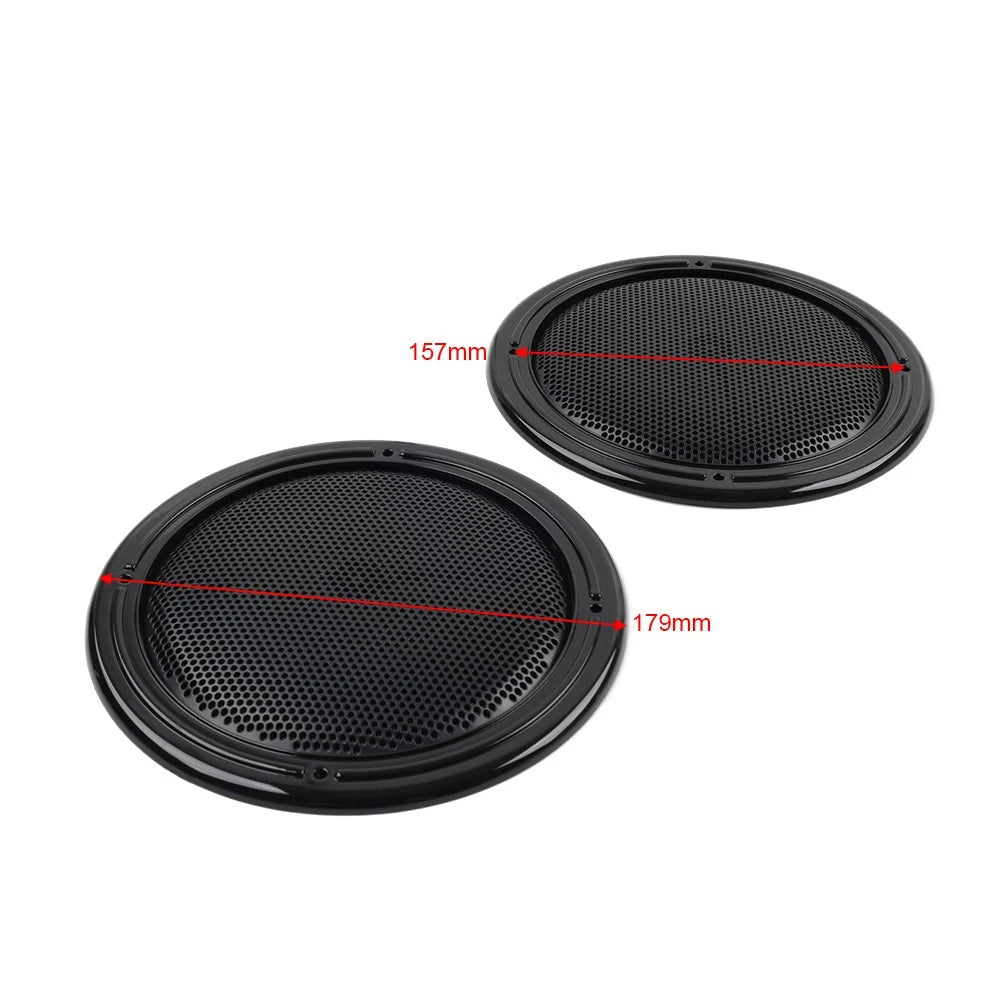 4X Black Rear Tour Pack Speaker Pod Grilles Fit Harley Road Tri Glide FLTRU