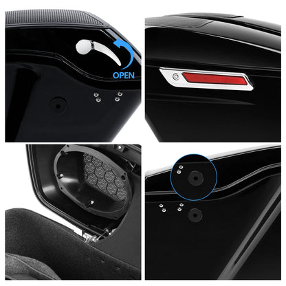 Black Extended Hard Saddlebag &6x9 Speakers For Harley CVO Electra Glide 2014-Up