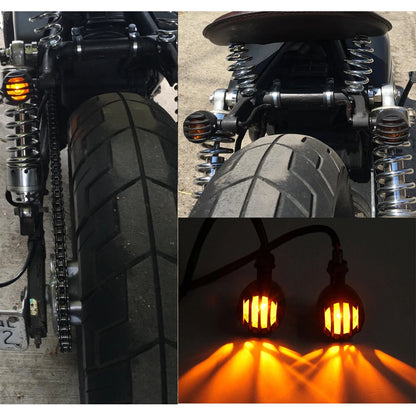 BLACK GRILL BULLET MOTORCYCLE TURN SIGNAL INDICATOR LIGHTS BLINKER FOR HARLEY A