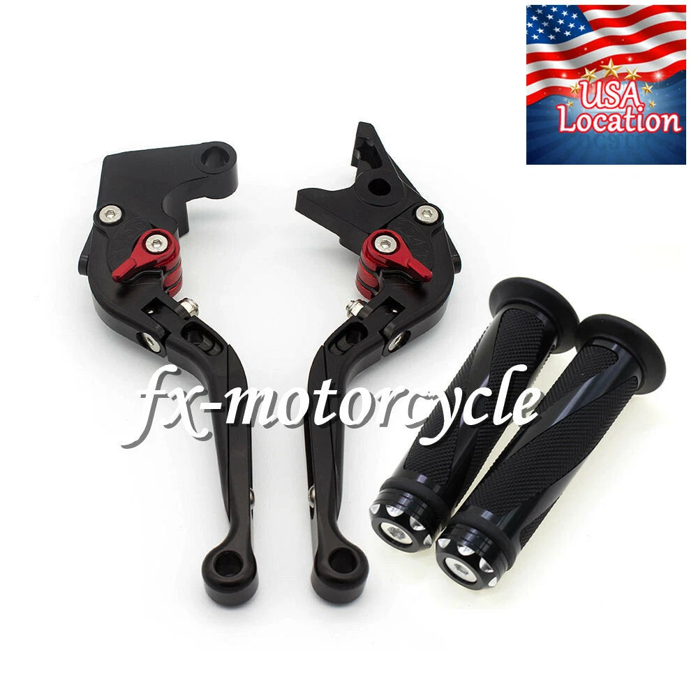 For Honda MONKEY Z125 2018-2024 Fold Extend Brake Clutch Levers Grips Black Set