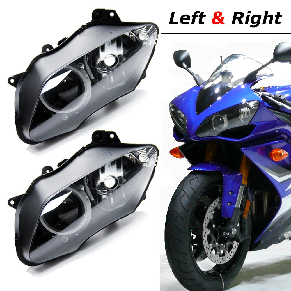 Left+Right Headlight Head Lamp Assembly For Yamaha YZF R1 2007 2008 YZF-R1 07 08
