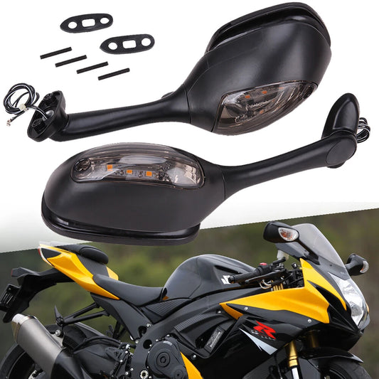 Rearview Mirrors w/ LED Turn Signal For Suzuki GSXR 1000 GSXR600 GSX-R 750 06-21