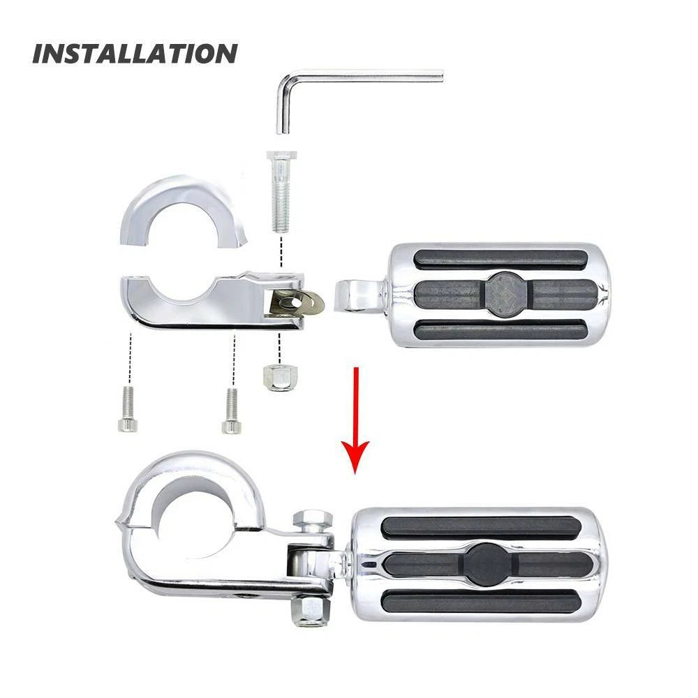 1 1/4" Chrome Engine Guard Mounts Clamps Highway Foot Pegs Footrest For Harley