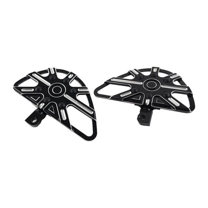 2x Black Motorbike Rear Passenger Footrest Floorboard For Harley Touring Softail