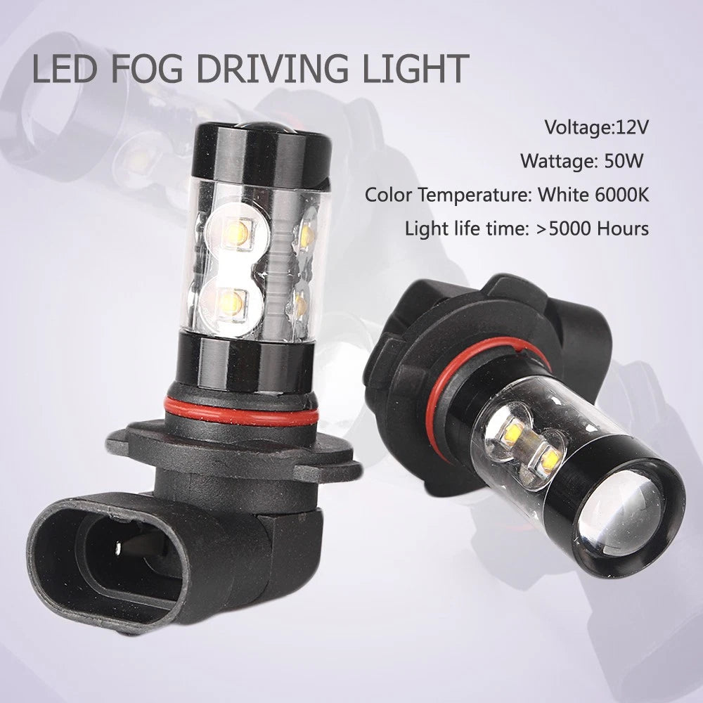 2pcs Car LED Fog Daytime Driving Headlights Lamp Bulbs Cool White H10 50W 6000K