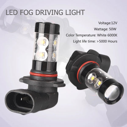 2pcs Car LED Fog Daytime Driving Headlights Lamp Bulbs Cool White H10 50W 6000K