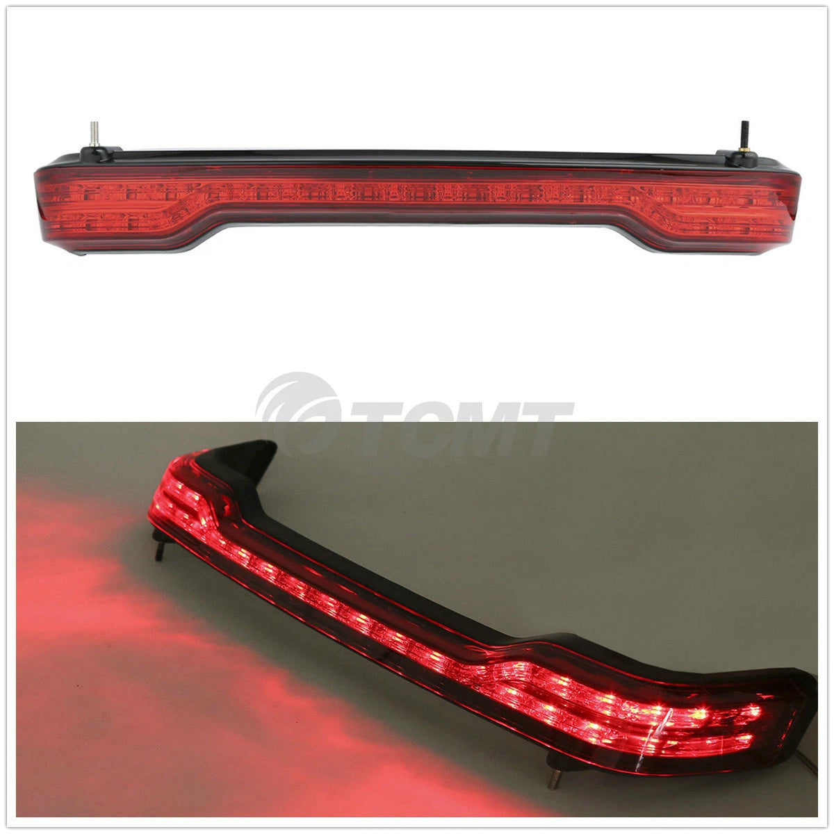 Black King Trunk Backrest Pad Mount Rack Tail Light Fit For Harley Touring 14-26