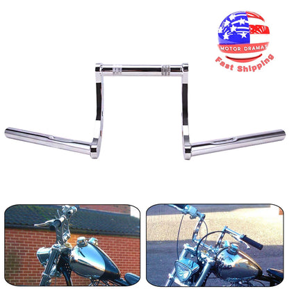 Chrome Z-Bars 1" Riser Handlebars for Harley Sportster Dyna Bobber Motorcycle