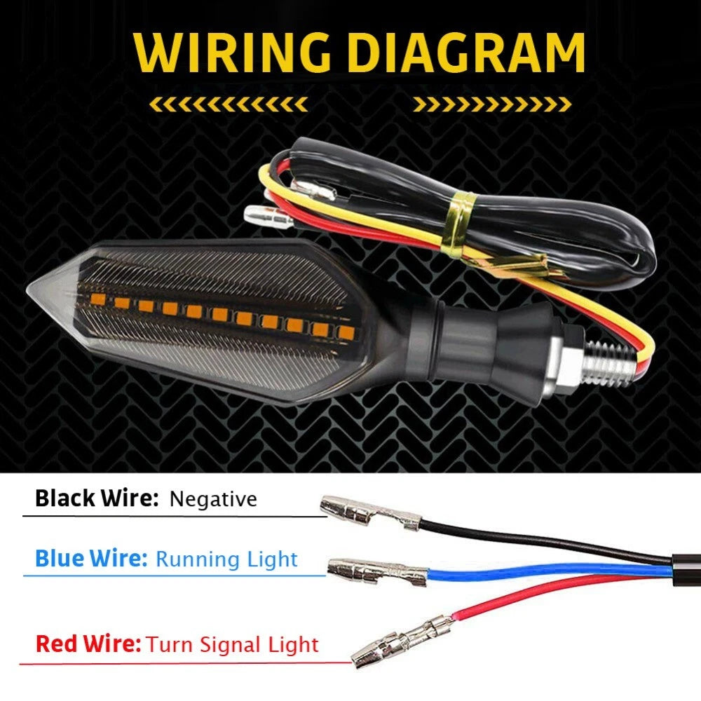 Universal Motorcycle Turn Signals Blinker Lights Amber Flowing For Honda Suzuki