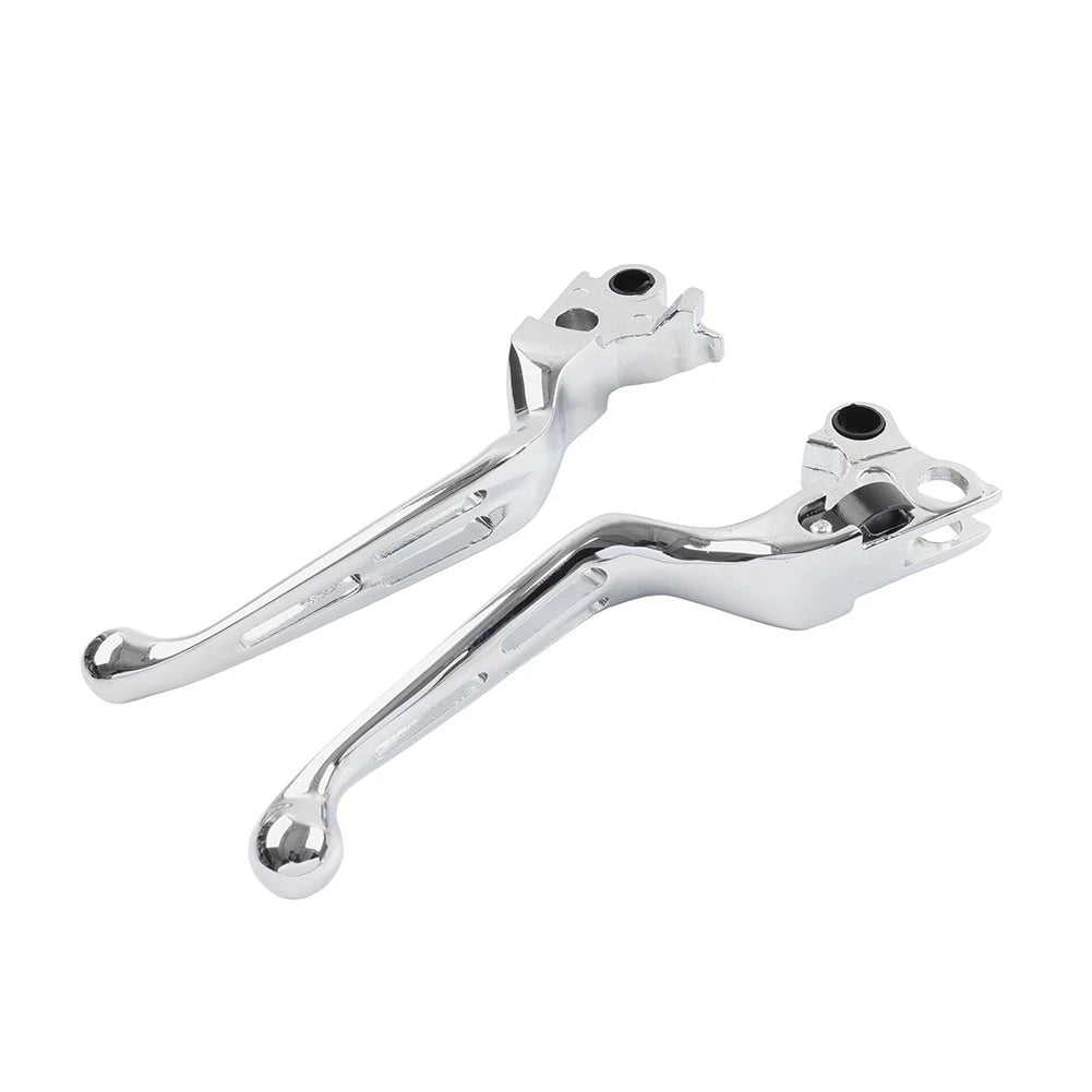 Brake Lever Set Slotted Clutch Levers Fit For Harley Davidson 1996-2017 Chrome