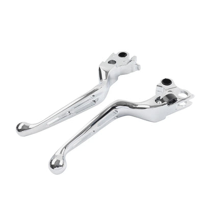 Brake Lever Set Slotted Clutch Levers Fit For Harley Davidson 1996-2017 Chrome