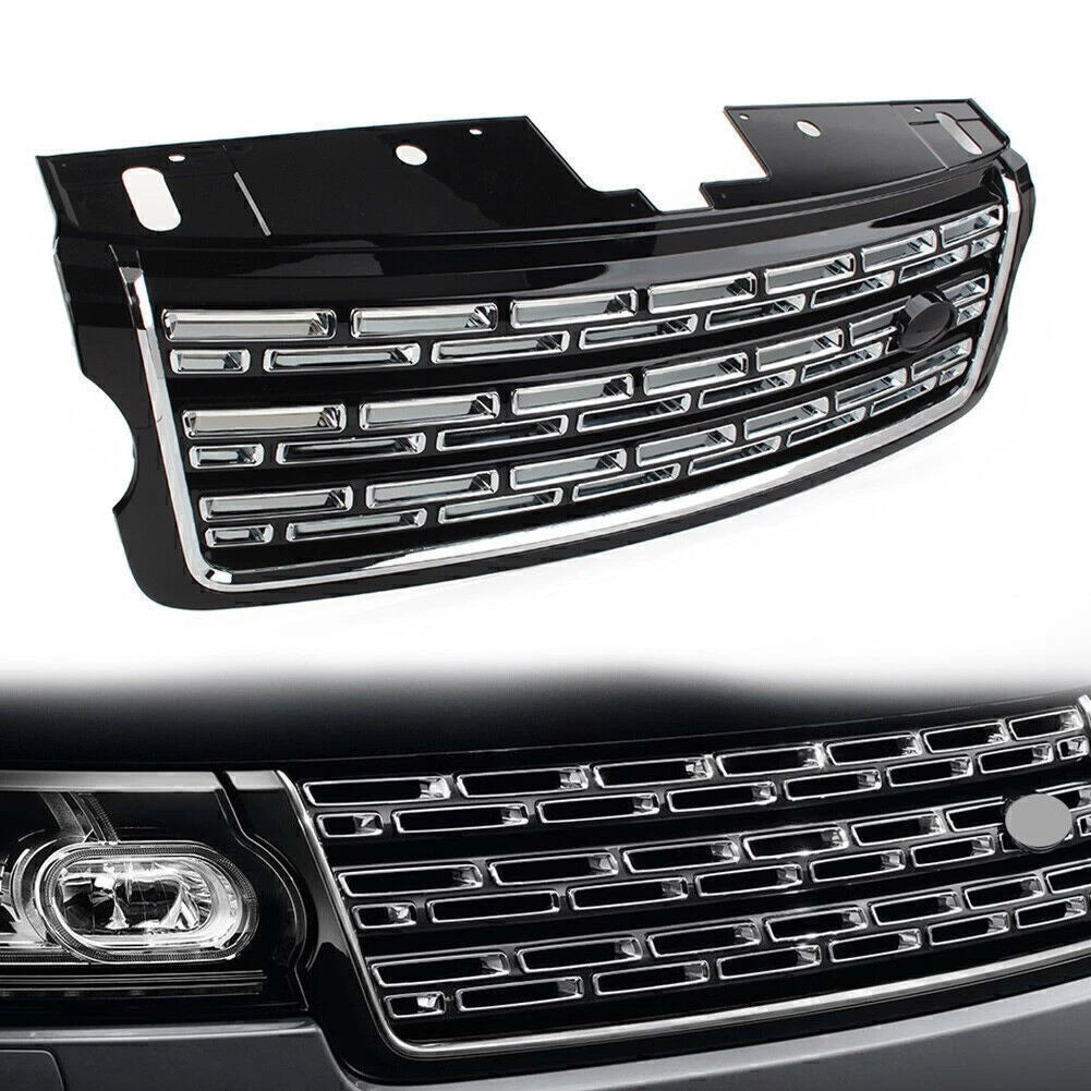 Front Bumper Upper Grille Grill Black+Black For Land Rover Range Rover 2013-2017