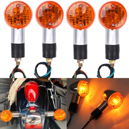 2 Pair Motorcycle Chrome Amber Turn Signal Light Bullet Brake Blinker For Harley