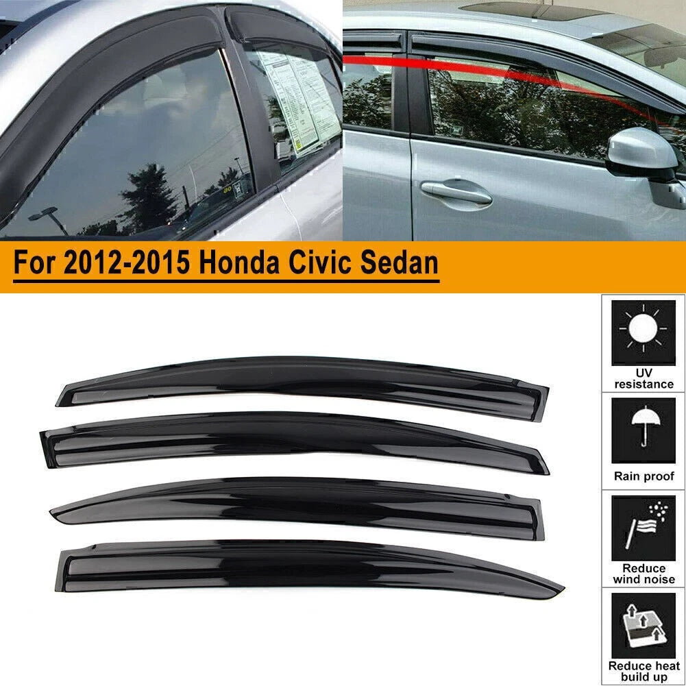 Smoke Window Vent Visor Rain Guard Shade For Honda Civic Sedan 2016-2020 2017 18