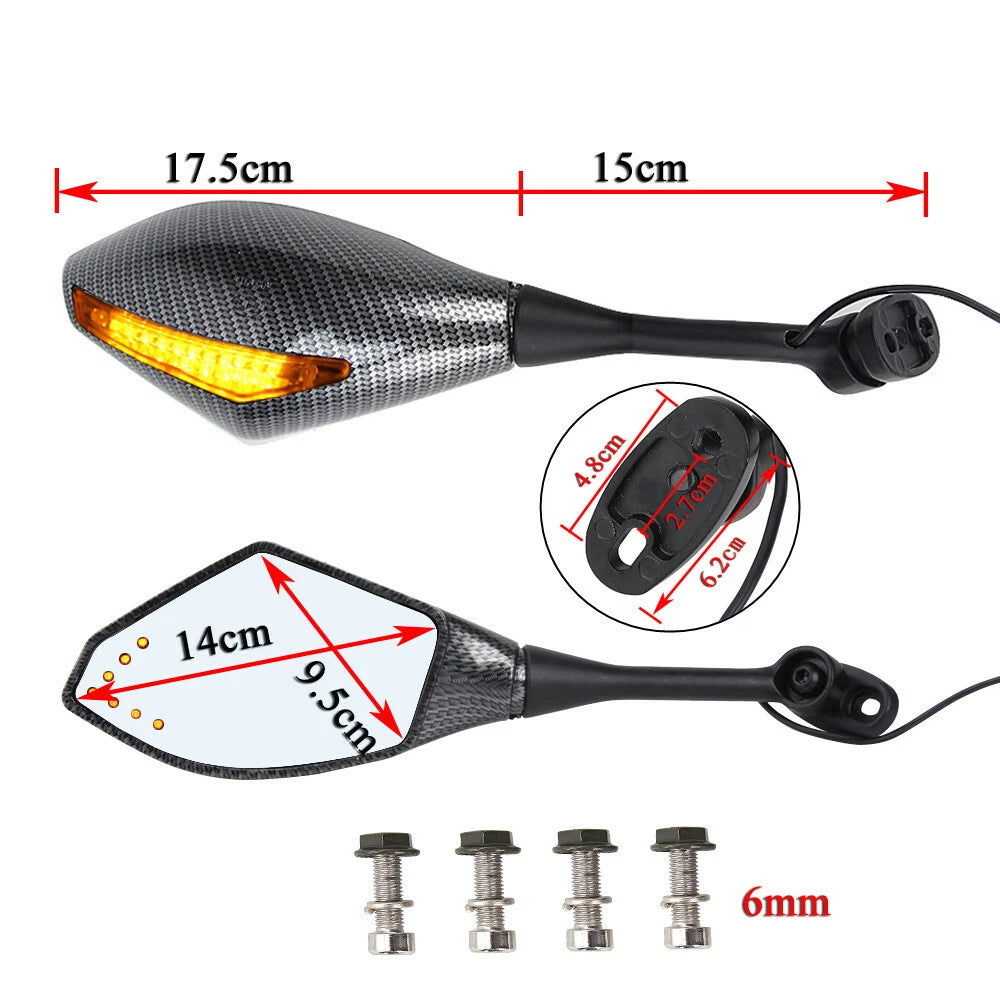 Integrated LED Mirrors For Honda CBR600RR 03 2004 2005 2006 2007 2008 2009 2010