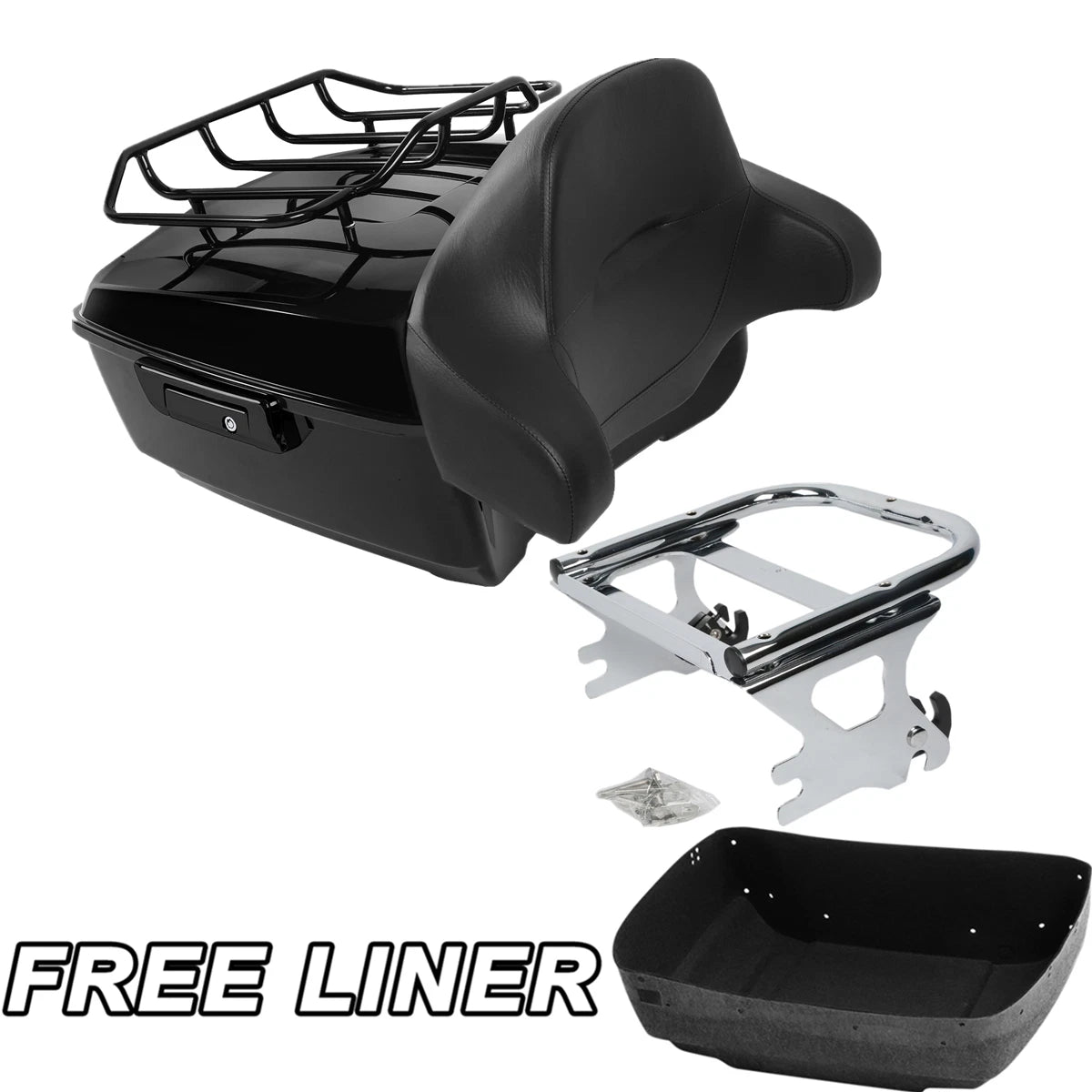 King Trunk Backrest Pad Mount Rack Fit For Harley Touring Road Glide 1997-2008